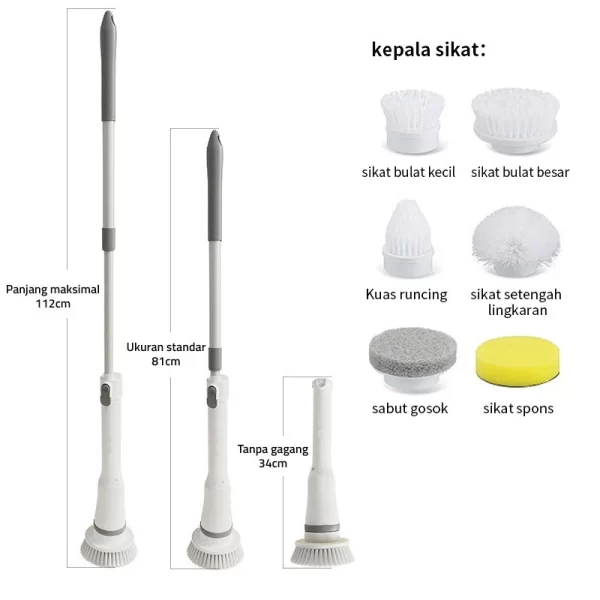 Sikat Pembersih Elektrik yang dapat ditarik/Sikat WC Elektrik/ Toilet Scrubber/ Sikat Kamar Mandi Otomatis/ Rechargeable Cleaning Scrubber