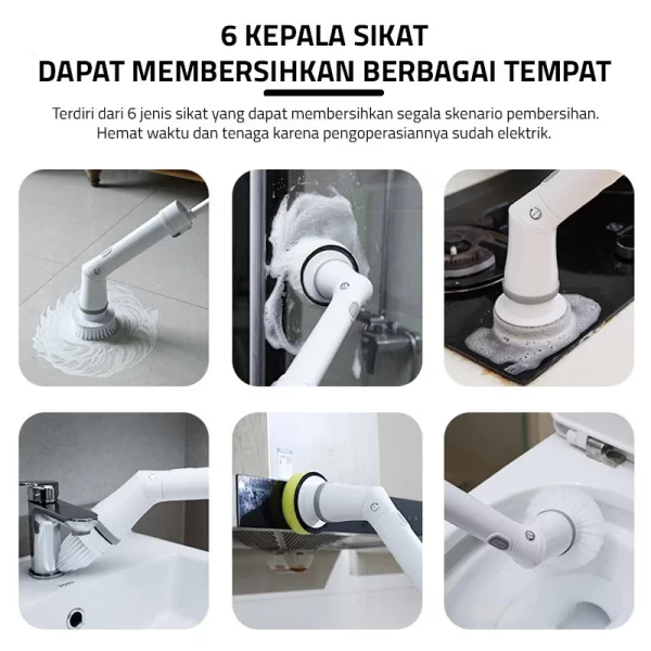 Sikat Pembersih Elektrik yang dapat ditarik/Sikat WC Elektrik/ Toilet Scrubber/ Sikat Kamar Mandi Otomatis/ Rechargeable Cleaning Scrubber - Image 2
