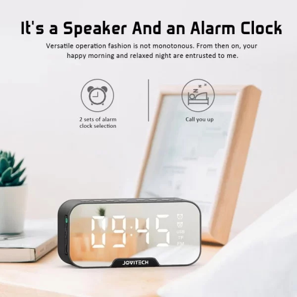 Jovitech Speaker Bluetooth Cermin Alarm LED Display Ultra Bass Multifungsi iOS Android - S10 - Image 2